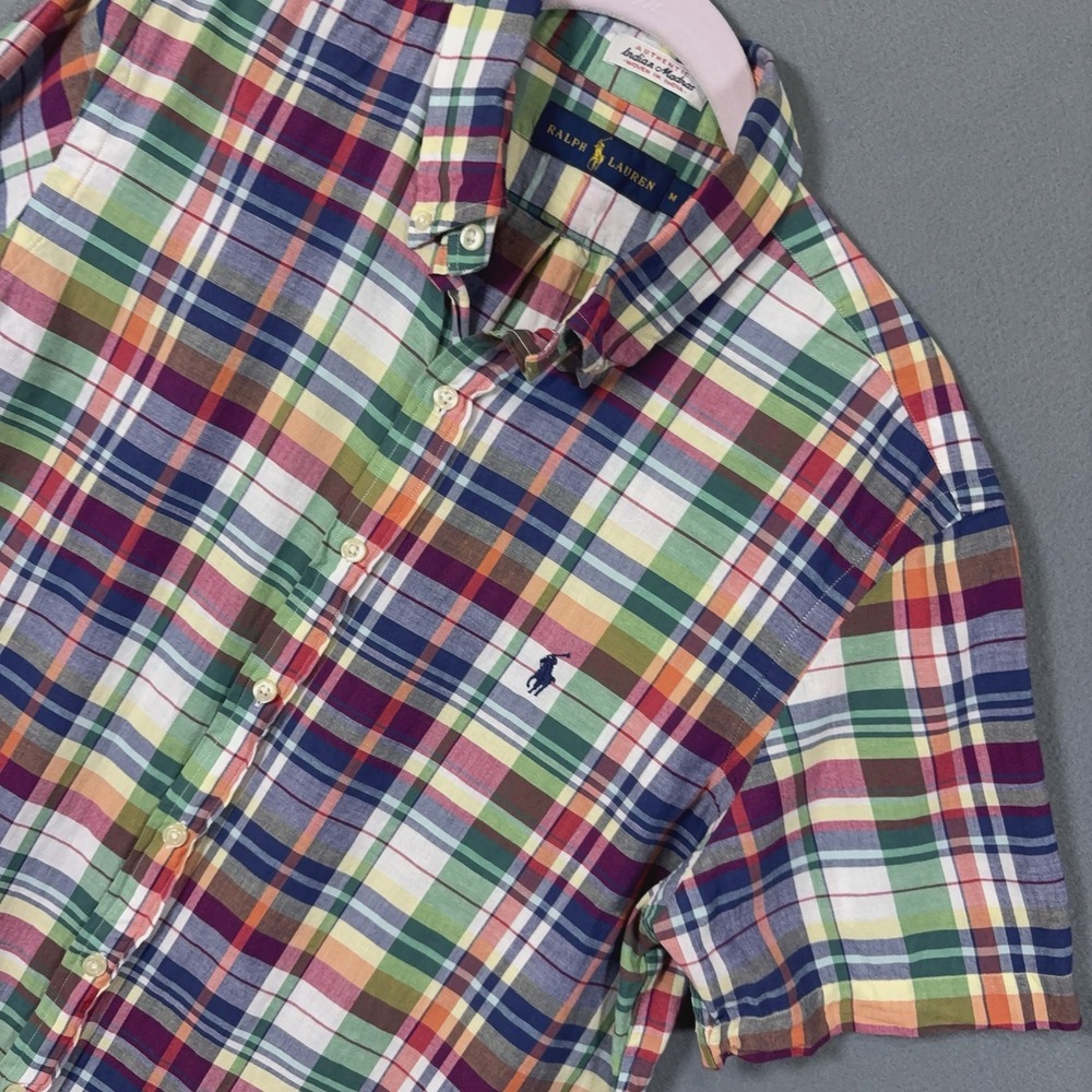 Ralph Lauren Indian Madras Plaid Shirt Mens Sz M Pony Logo Lightweight